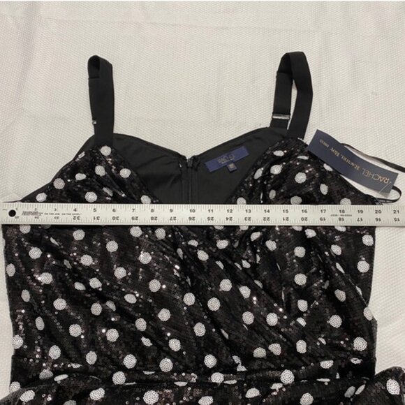 NWOT Rachel Roy Black and White Polka Dot Sequin Faux Wrap Dress Size 18/18W - Picture 12 of 12